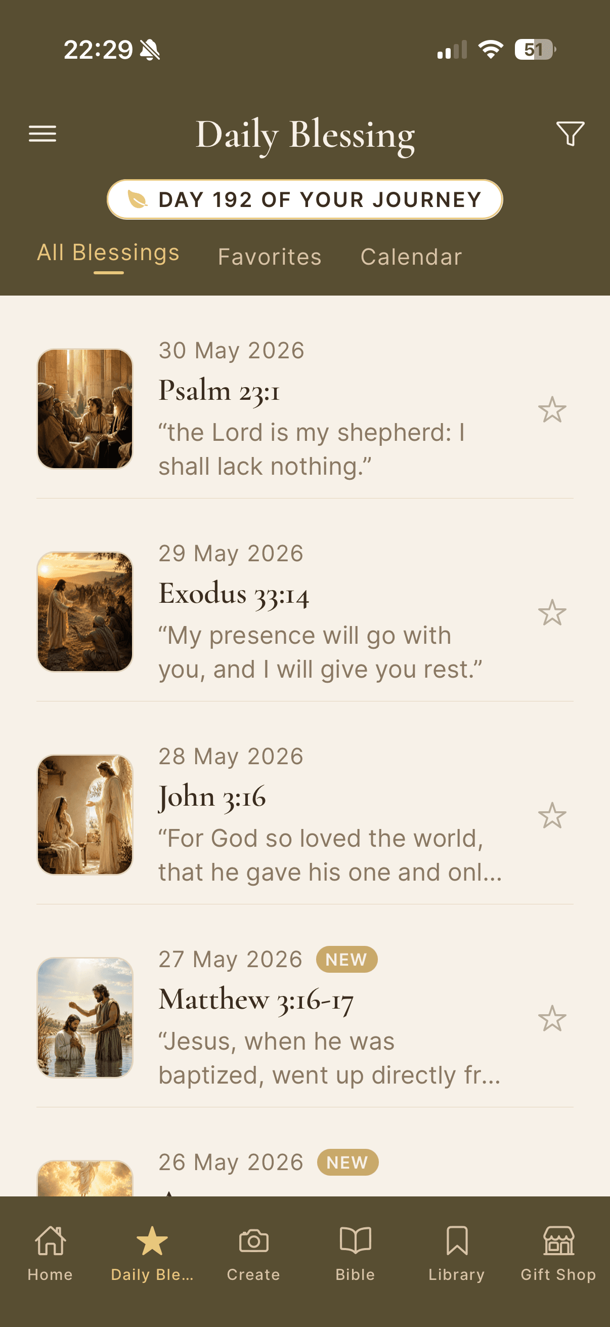 Daily Blessing — blessing screen