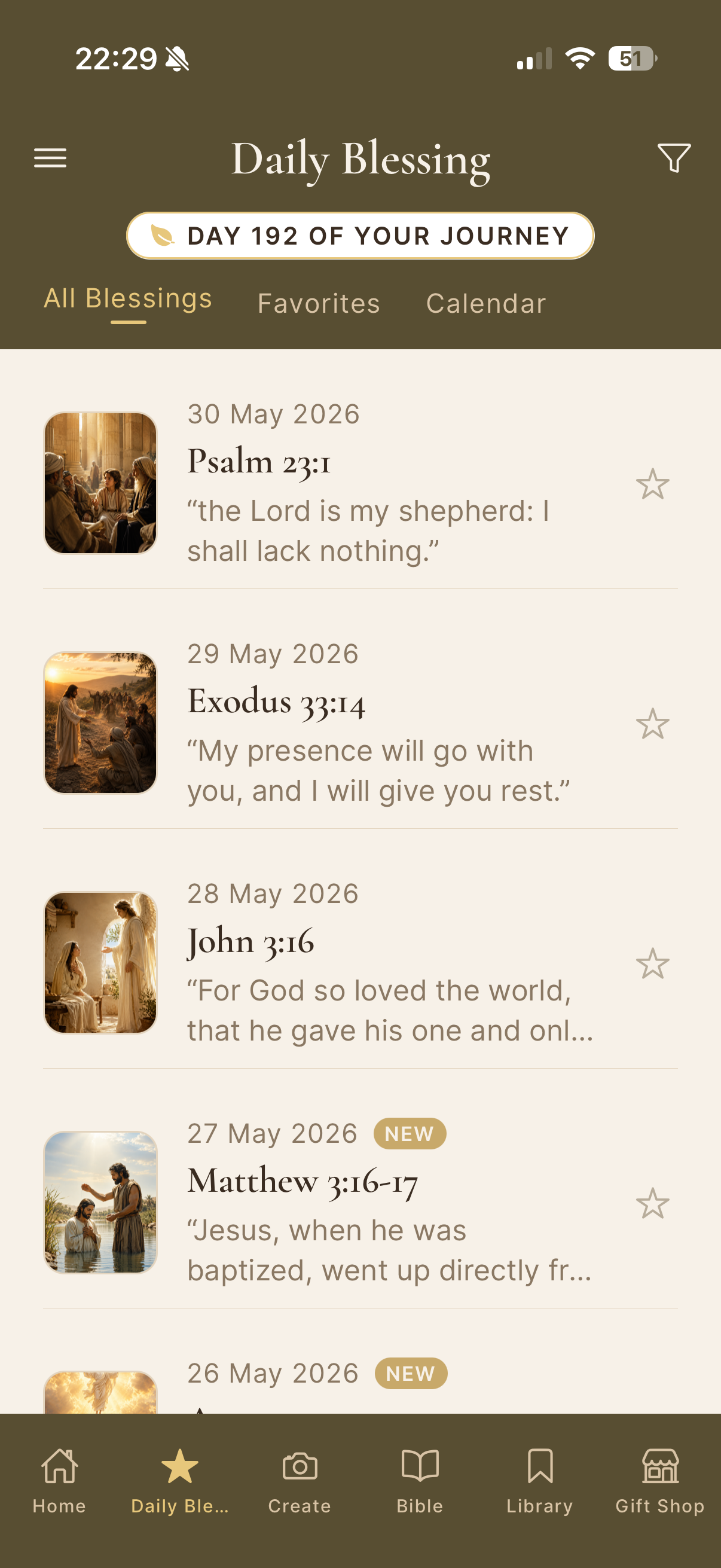Daily Blessing — blessing screen